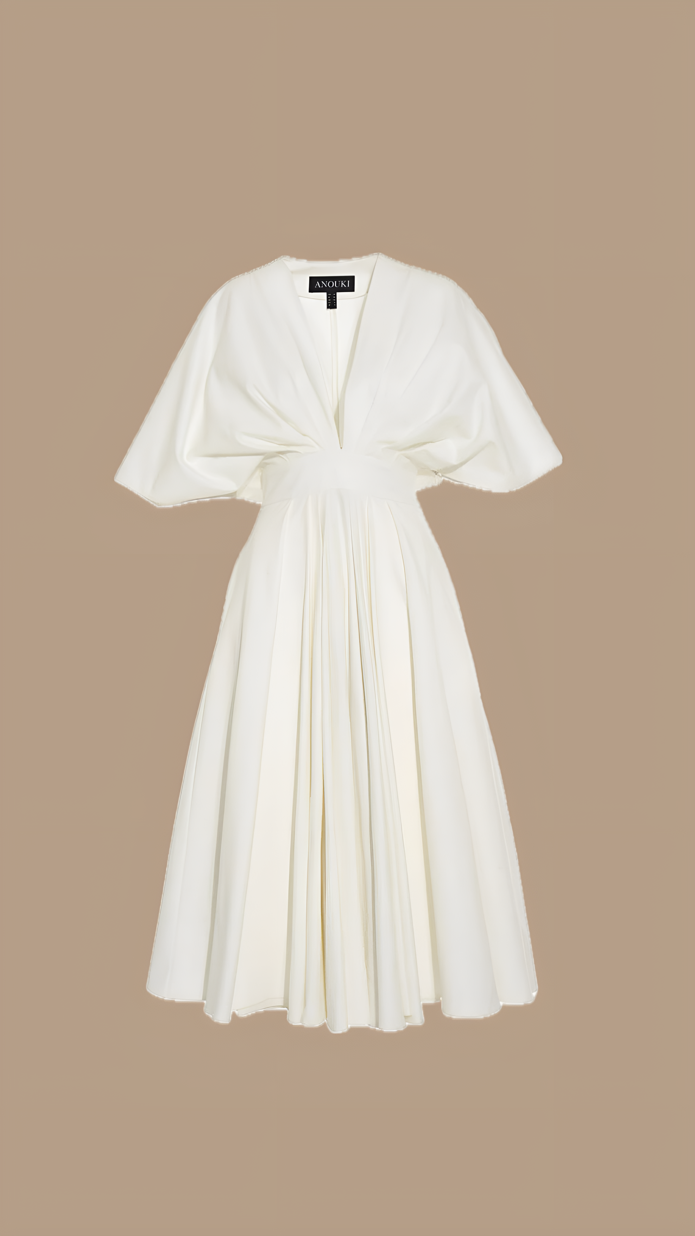 ANOUKI Ivory Pleated Midi Dress